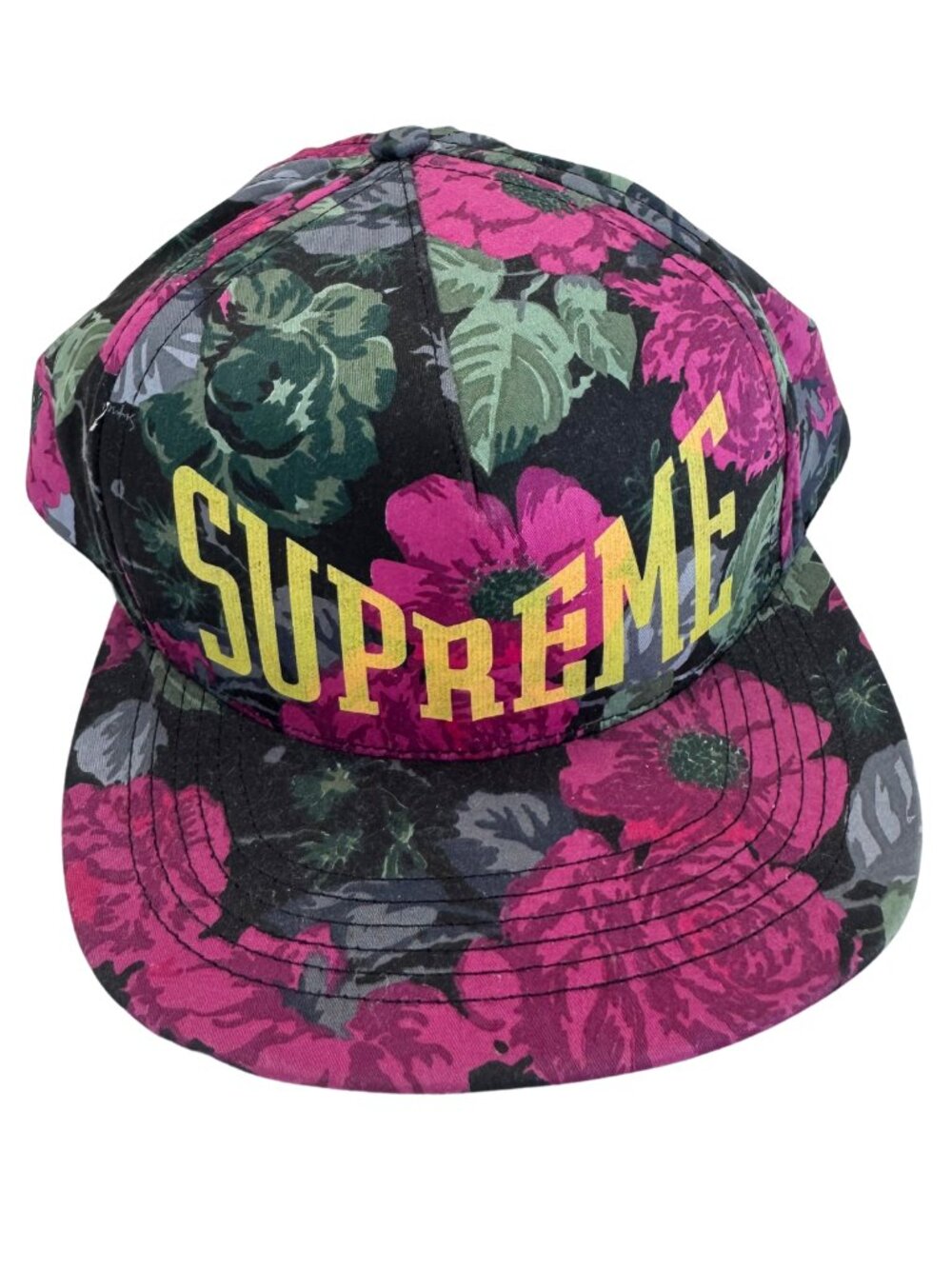 Supreme SS18 Floral 5-Panel Cap Black Pink Flowers Snapback Hat 2018